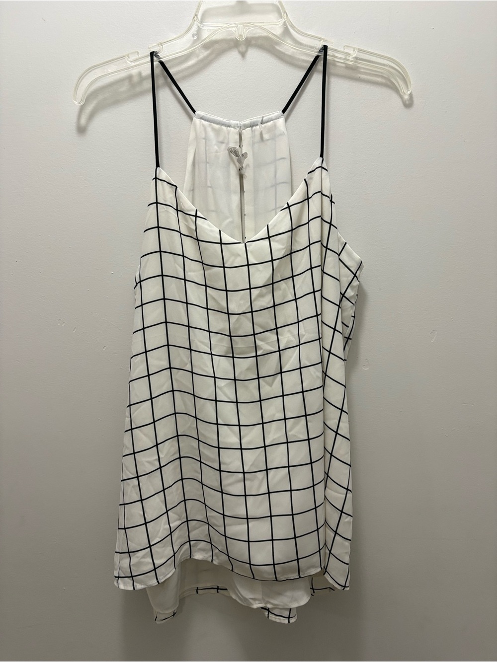 Express White Cami with Black Windowpane Grid
